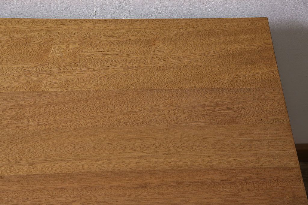 レトロ家具　小振りでかわいいペイントデスク(片袖机)(R-046036)