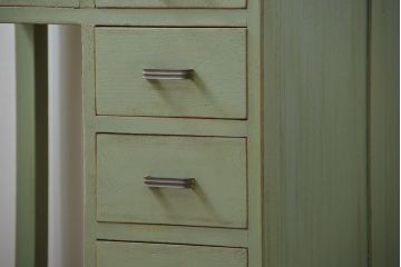 レトロ家具　小振りでかわいいペイントデスク(片袖机)(R-046036)