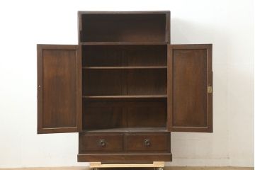 アンティーク家具　ナラ材　大正ロマン香る本箱(収納棚、キャビネット、ブックケース)(R-046040)