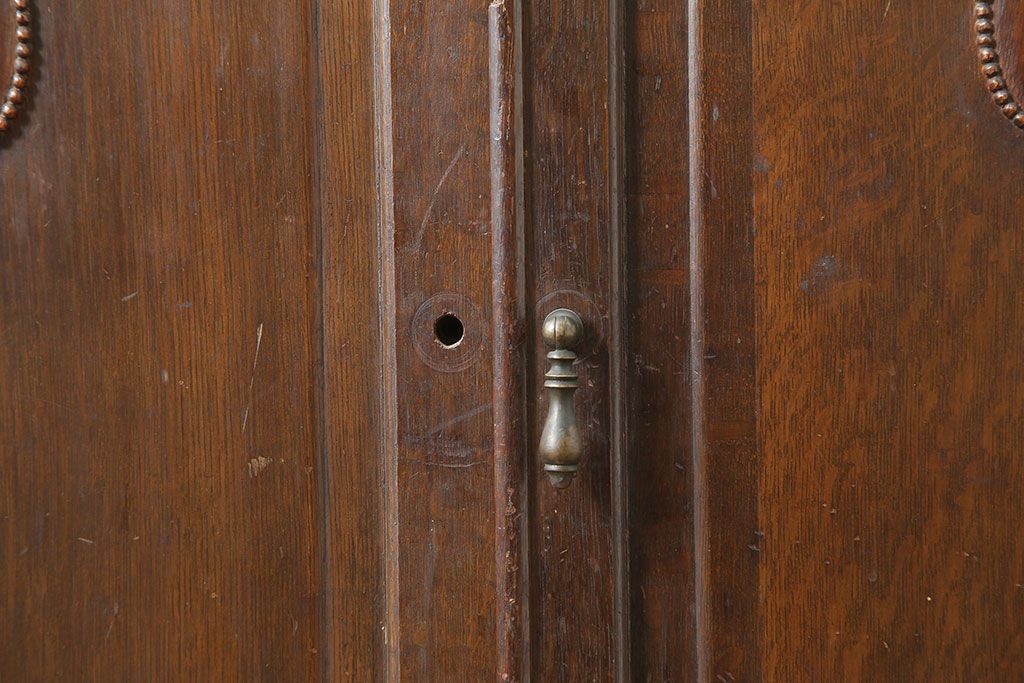 アンティーク家具　ナラ材　大正ロマン香る本箱(収納棚、キャビネット、ブックケース)(R-046040)