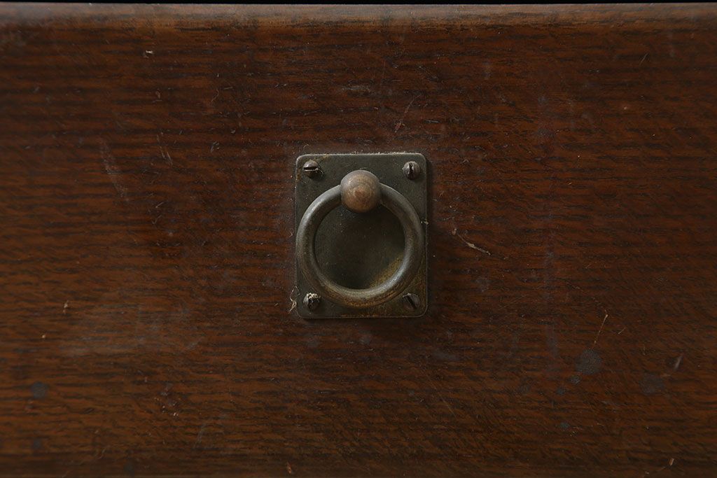 アンティーク家具　ナラ材　大正ロマン香る本箱(収納棚、キャビネット、ブックケース)(R-046040)