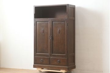 アンティーク家具　ナラ材　大正ロマン香る本箱(収納棚、キャビネット、ブックケース)(R-046040)