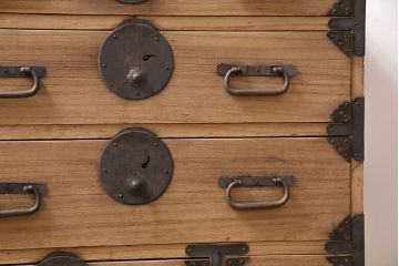 アンティーク家具　明治大正期　ストリップド(剥離)　総桐材　柔らかな木肌が魅力的な小箪笥(小物収納、引き出し)(R-046042)