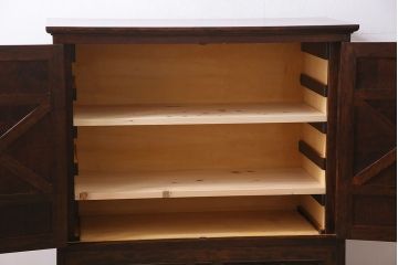 中古　松本民芸家具　衣装盆と取り替えられる棚板付きG型和タンス(チェスト、収納棚、着物箪笥)(定価約79万円)(R-046043)