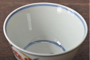 大明成化年製　花文色絵　茶碗6客セット(湯呑み、茶器、和食器)(R-046050)