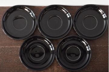 北欧　スウェーデン　BodaNova　ボダノバ　カップ&ソーサー5客セット(ブラック、洋食器)(R-046051)