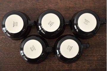 北欧　スウェーデン　BodaNova　ボダノバ　カップ&ソーサー5客セット(ブラック、洋食器)(R-046051)