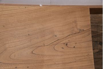 アンティーク家具　大正期　ストリップド(剥離)　天板ケヤキ一枚板　素朴な雰囲気のシンプルな文机(ローテーブル、センターテーブル)(R-046062)
