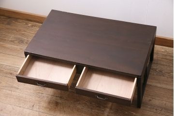 アンティーク家具　昭和初期　深みのある木味が魅力のレトロな文机(ローテーブル、センターテーブル)(R-046063)