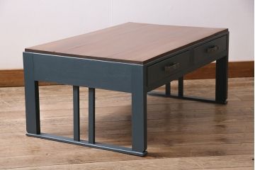 アンティーク家具　昭和中期　ペイント　メンズライクなお部屋に似合う文机(座机)(R-046064)