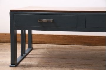アンティーク家具　昭和中期　ペイント　メンズライクなお部屋に似合う文机(座机)(R-046064)