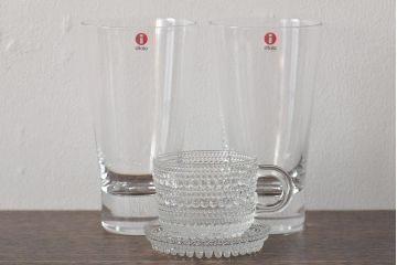 北欧　iittala　イッタラ　アールネ　グラス2客　カステヘルミ　カップ&ソーサー(洋食器)(R-046067)