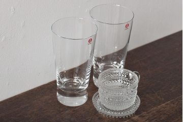 北欧　iittala　イッタラ　アールネ　グラス2客　カステヘルミ　カップ&ソーサー(洋食器)(R-046067)