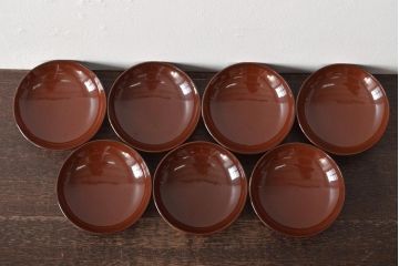 大正〜昭和初期　小槌蒔絵　木製椀7客(漆器、蓋付き椀、お椀)(R-046074)