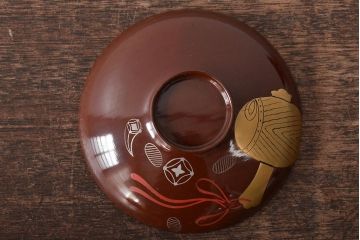 大正〜昭和初期　小槌蒔絵　木製椀7客(漆器、蓋付き椀、お椀)(R-046074)