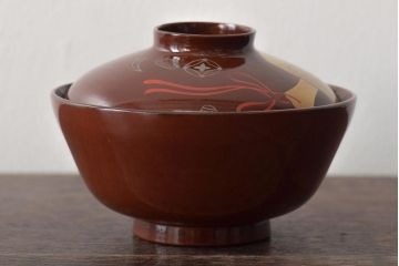 大正〜昭和初期　小槌蒔絵　木製椀7客(漆器、蓋付き椀、お椀)(R-046074)