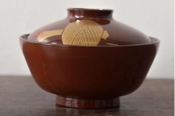 大正〜昭和初期　小槌蒔絵　木製椀7客(漆器、蓋付き椀、お椀)(R-046074)