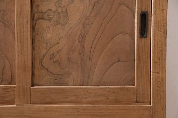 アンティーク家具　明治大正期　ストリップド(剥離)　前面ケヤキ材　年月を重ねた木肌が味わい深い戸棚(収納棚、和タンス)(R-046076)