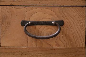 アンティーク家具　明治大正期　ストリップド(剥離)　前面ケヤキ材　年月を重ねた木肌が味わい深い戸棚(収納棚、和タンス)(R-046076)