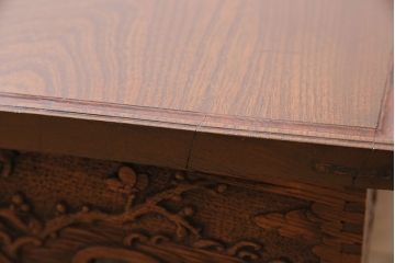 アンティーク家具　明治大正期　工芸家具　希少!梅の彫刻が見事なちゃぶ台(ローテーブル、座卓、折りたたみ)(R-046078)