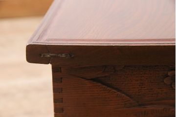 アンティーク家具　明治大正期　工芸家具　希少!梅の彫刻が見事なちゃぶ台(ローテーブル、座卓、折りたたみ)(R-046078)