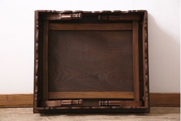 アンティーク家具　明治大正期　工芸家具　希少!梅の彫刻が見事なちゃぶ台(ローテーブル、座卓、折りたたみ)(R-046078)