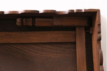 アンティーク家具　明治大正期　工芸家具　希少!梅の彫刻が見事なちゃぶ台(ローテーブル、座卓、折りたたみ)(R-046078)