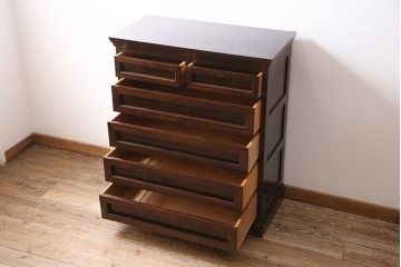 ビンテージ家具　松本民芸家具　503型整理タンス　直線のデザインが目を引くチェスト(引き出し、衣装タンス、ヴィンテージ)(定価約33万円)(R-046079)