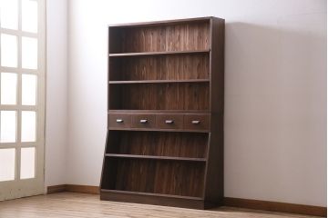 ラフジュ工房オリジナル　すっきりとしたデザインが使い勝手のよい2段重ねのブックシェルフ(本棚、収納棚、ウッドシェルフ)(R-046081)