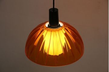 ビンテージ照明　ナショナル(National、松下電工)　昭和レトロ　オレンジシェードが可愛らしいペンダントライト(天井照明、吊り下げ照明)(R-046089)