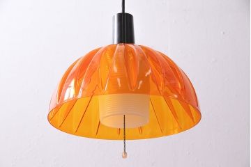 ビンテージ照明　ナショナル(National、松下電工)　昭和レトロ　オレンジシェードが可愛らしいペンダントライト(天井照明、吊り下げ照明)(R-046089)
