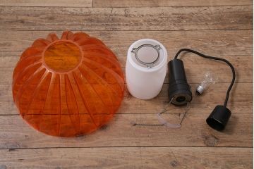 ビンテージ照明　ナショナル(National、松下電工)　昭和レトロ　オレンジシェードが可愛らしいペンダントライト(天井照明、吊り下げ照明)(R-046089)