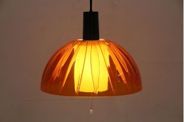 ビンテージ照明　ナショナル(National、松下電工)　昭和レトロ　オレンジシェードが可愛らしいペンダントライト(天井照明、吊り下げ照明)(R-046089)