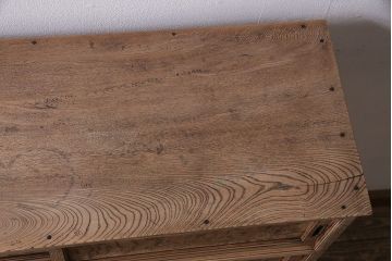 アンティーク家具　昭和初期　ストリップド(剥離)　個性的な杢目が目を引く茶箪笥(茶棚、飾り棚、収納棚)(R-046092)
