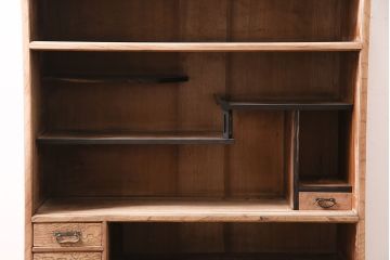 アンティーク家具　昭和初期　ストリップド(剥離)　個性的な杢目が目を引く茶箪笥(茶棚、飾り棚、収納棚)(R-046092)