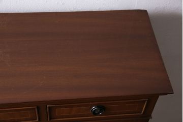 イギリスアンティーク　上手物　マホガニー　象嵌入りのキャビネット(ライティングビューロー、本箱、飾り棚、チェスト)(R-046097)
