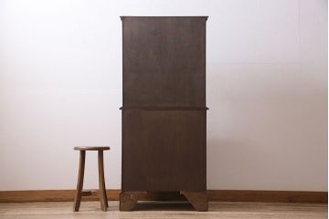 イギリスアンティーク　上手物　マホガニー　象嵌入りのキャビネット(ライティングビューロー、本箱、飾り棚、チェスト)(R-046097)