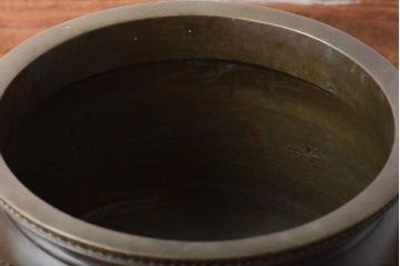 真鍮　麒麟・鳳凰・龍・亀・象の図　彫金　火鉢(鉢カバー、傘立て)(R-046099)
