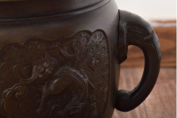 真鍮　麒麟・鳳凰・龍・亀・象の図　彫金　火鉢(鉢カバー、傘立て)(R-046099)