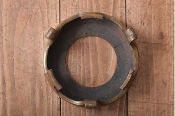 大正〜昭和初期　波千鳥の図　銀象嵌　真鍮薄端　花瓶(華道)(R-046100)