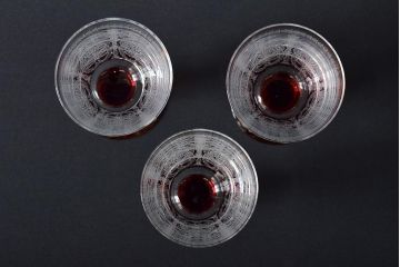 KAGAMI　カガミクリスタル　ワイングラス3点(切子、エッチング)(R-046103)