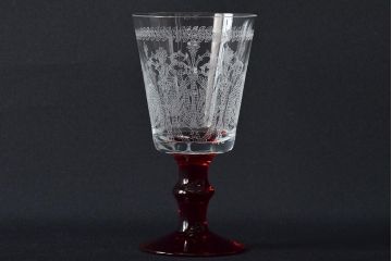 KAGAMI　カガミクリスタル　ワイングラス3点(切子、エッチング)(R-046103)