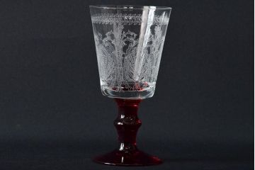KAGAMI　カガミクリスタル　ワイングラス3点(切子、エッチング)(R-046103)