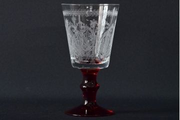 KAGAMI　カガミクリスタル　ワイングラス3点(切子、エッチング)(R-046103)