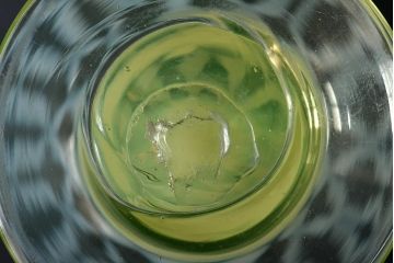 明治〜大正　青縁暈し七宝繋ぎ文ウラン足　氷コップ(R-046104)