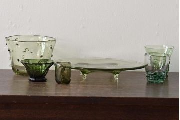 イタリア　ベネチアンガラス　鉢・グラス・プレートなど6点セット(コップ、皿、ヴェネチアングラス、洋食器)(R-046106)