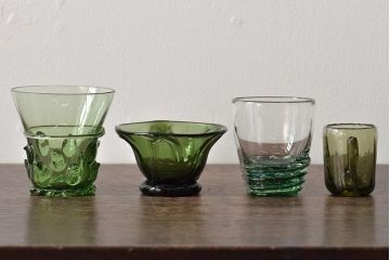 イタリア　ベネチアンガラス　鉢・グラス・プレートなど6点セット(コップ、皿、ヴェネチアングラス、洋食器)(R-046106)