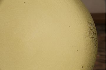 アンティーク家具　昭和初期　ポップなレモンカラーのペイントスツール(木製チェア、丸椅子)(R-046108)