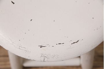 アンティーク家具　昭和初期　さわやかなホワイトペイントのスツール(木製チェア、丸椅子)(R-046109)