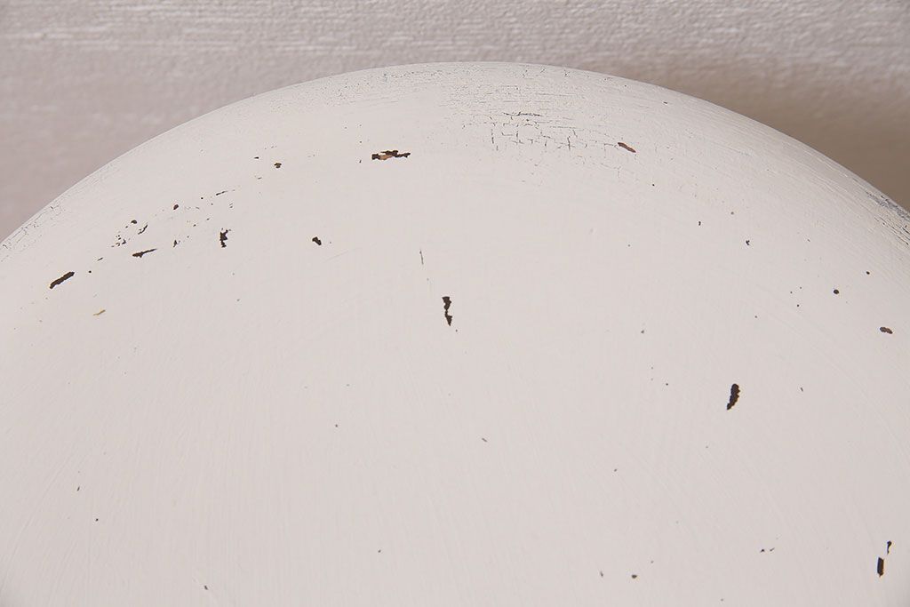 アンティーク家具　昭和初期　さわやかなホワイトペイントのスツール(木製チェア、丸椅子)(R-046109)